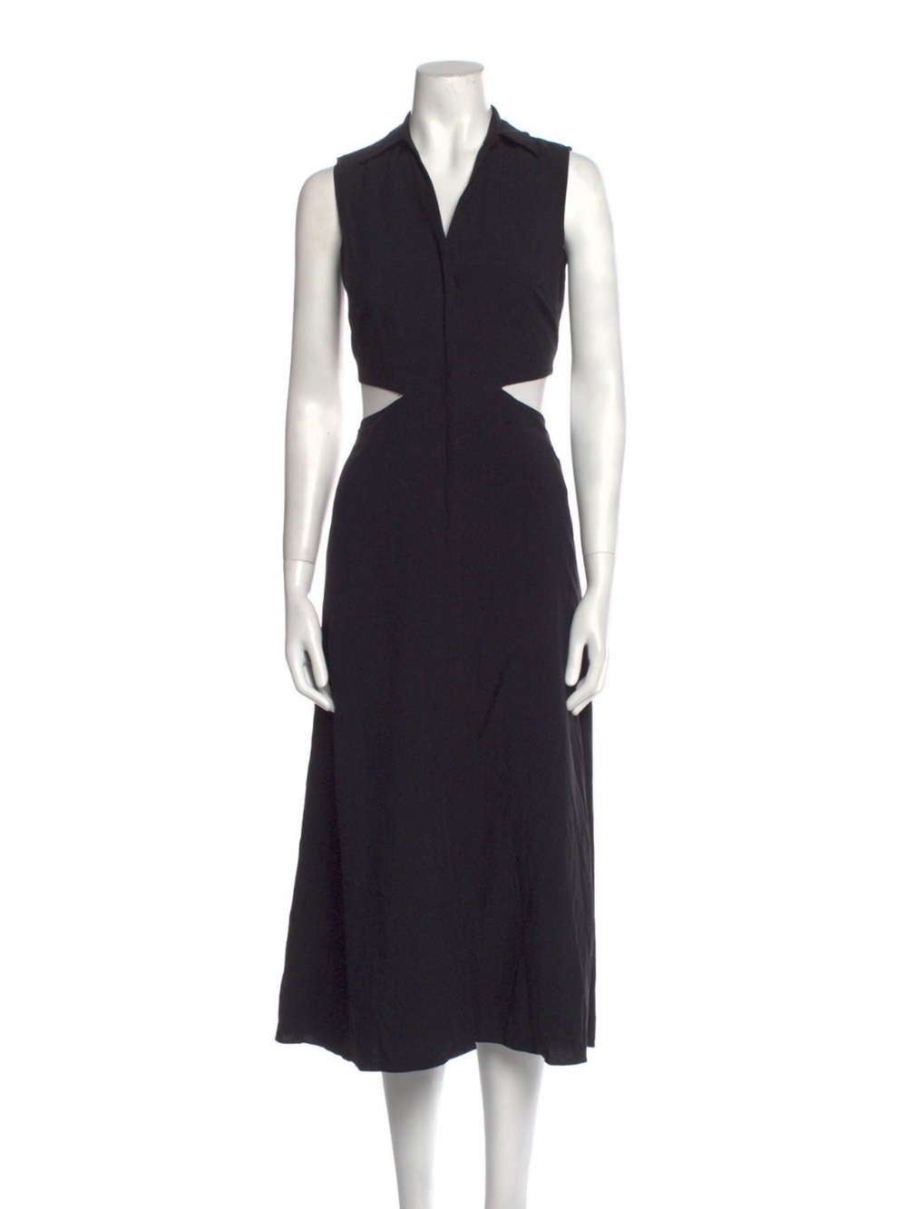 Intermix Black Midi Length Linen Blend Dress